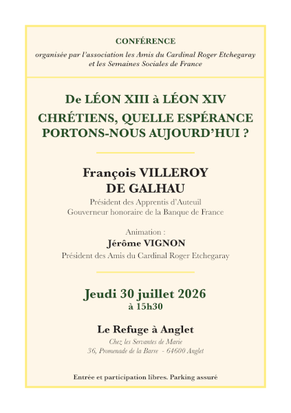 Jeudi 30 juillet : conférence au Refuge à Anglet