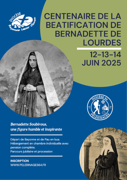 Pèlerinage diocésain : centenaire de la Béatification de sainte Bernadette (Lourdes)